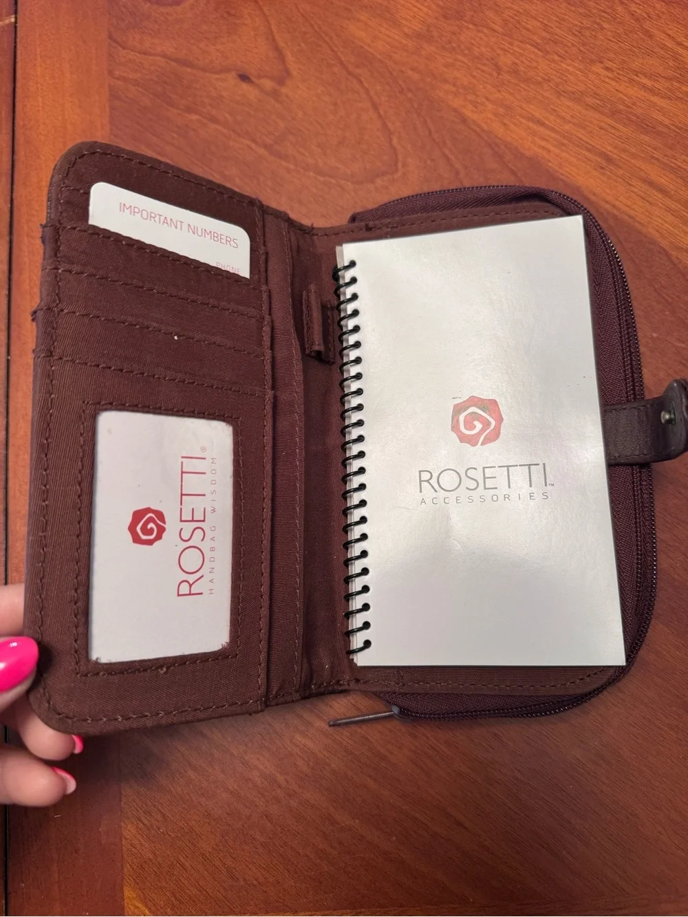 ROSETTI: Brown Leather Zip Wallet